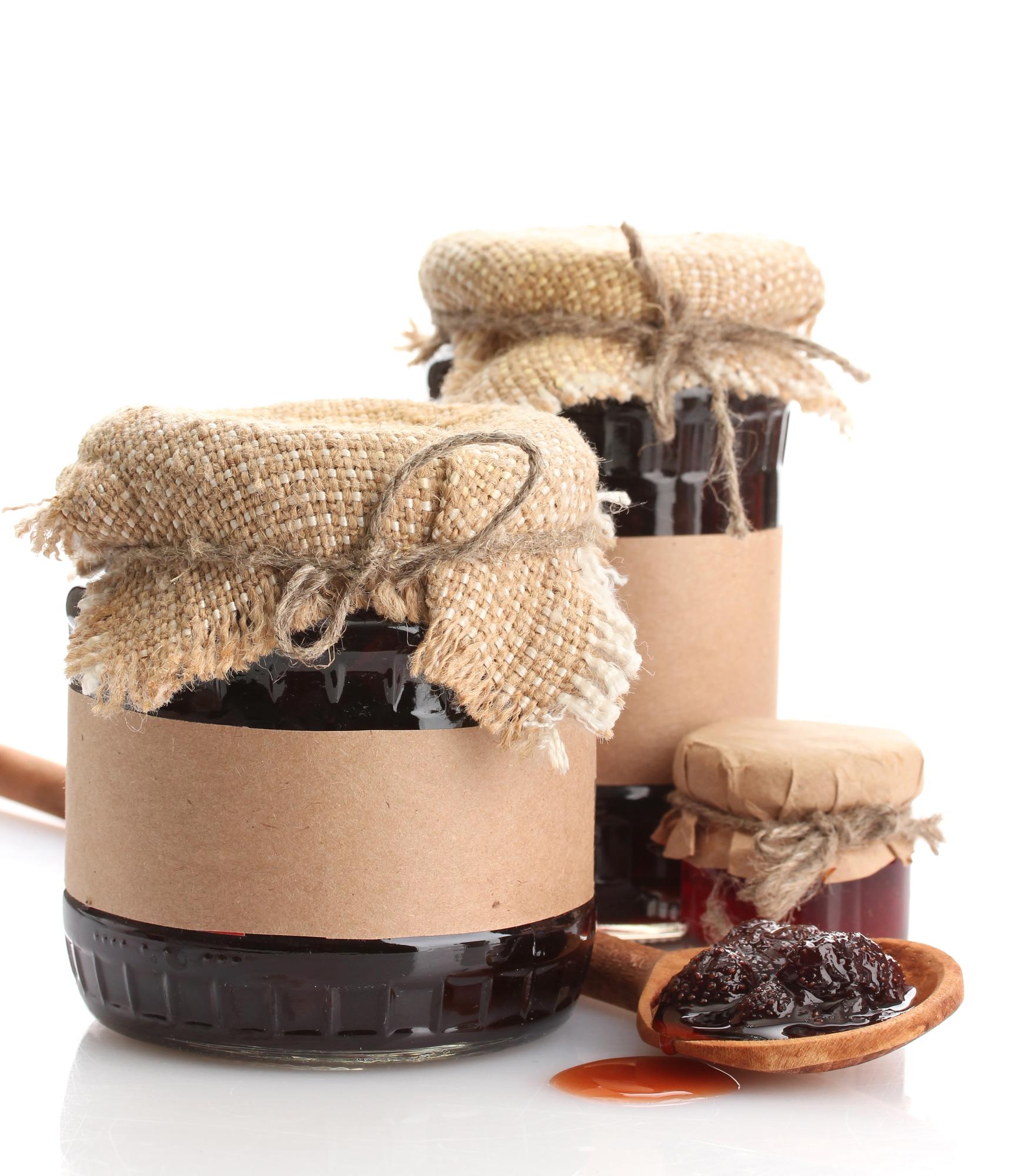 Jams and preserves labeled by hand