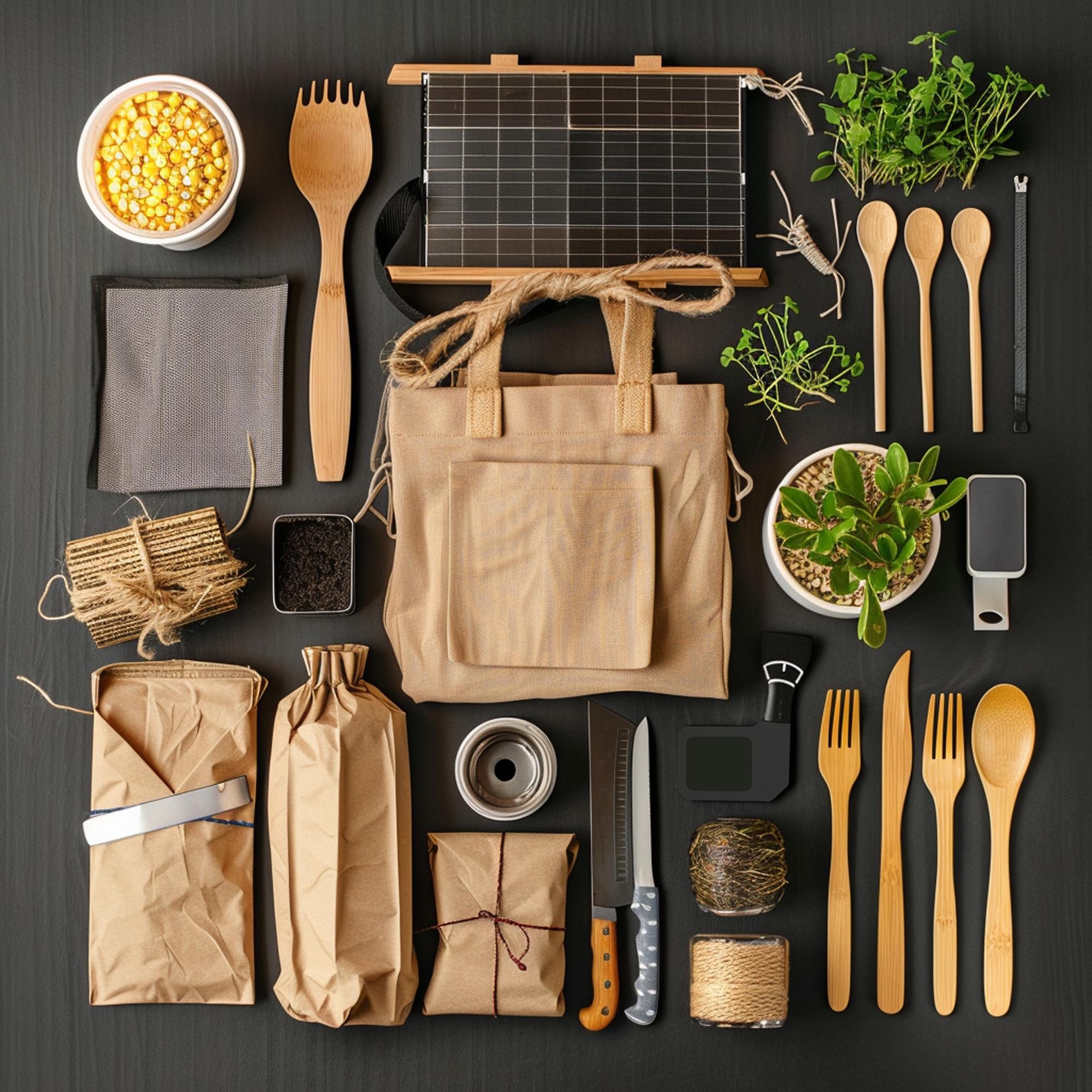 Assorted packaged culinary kits on a table